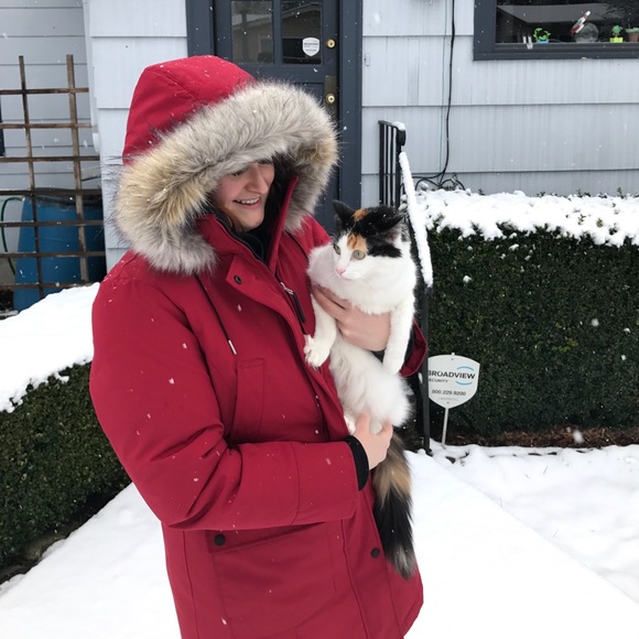 Andrew Marc Jackets & Blazers - ⬇️ Andrew Marc Red Jacket with Fur Hood